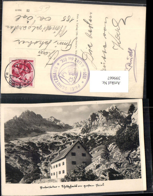 399667,Hinterstoder Schutzhaus Berghütte m. Großen Priel Bergkulisse