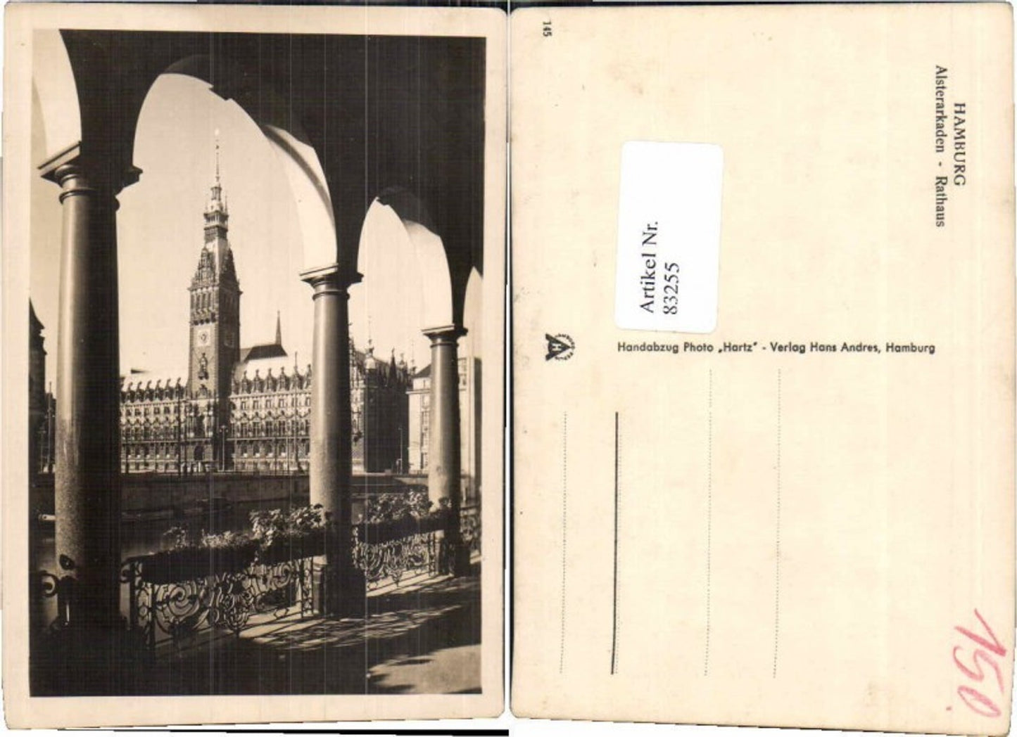 83255,Hamburg Kirche Rathaus Alsterkarkaden