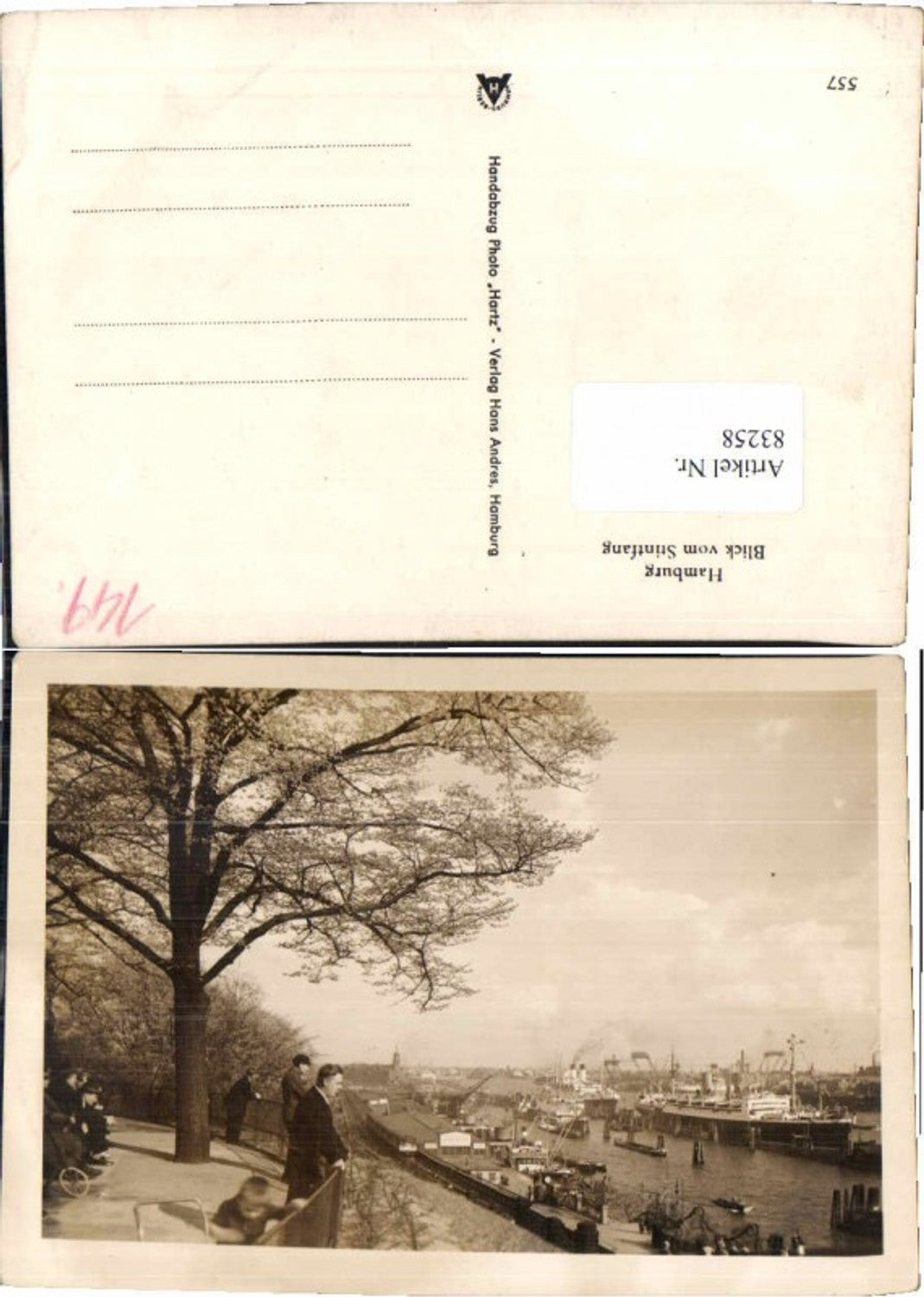 83258,Hamburg Stintfang Leute m. Schiffe Hafen