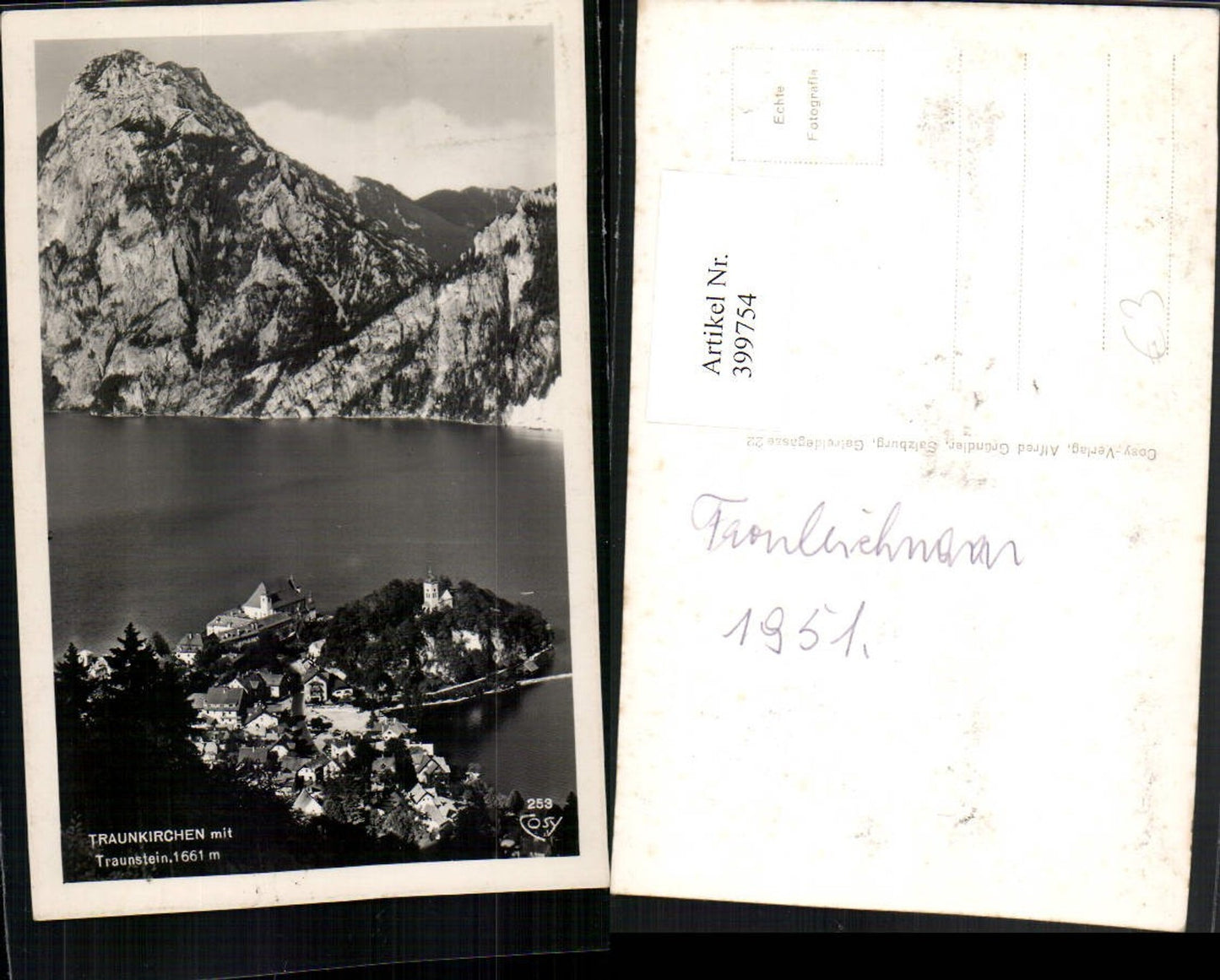 399754,Traunkirchen Totale m. Traunstein Bergkulisse pub Cosy 253