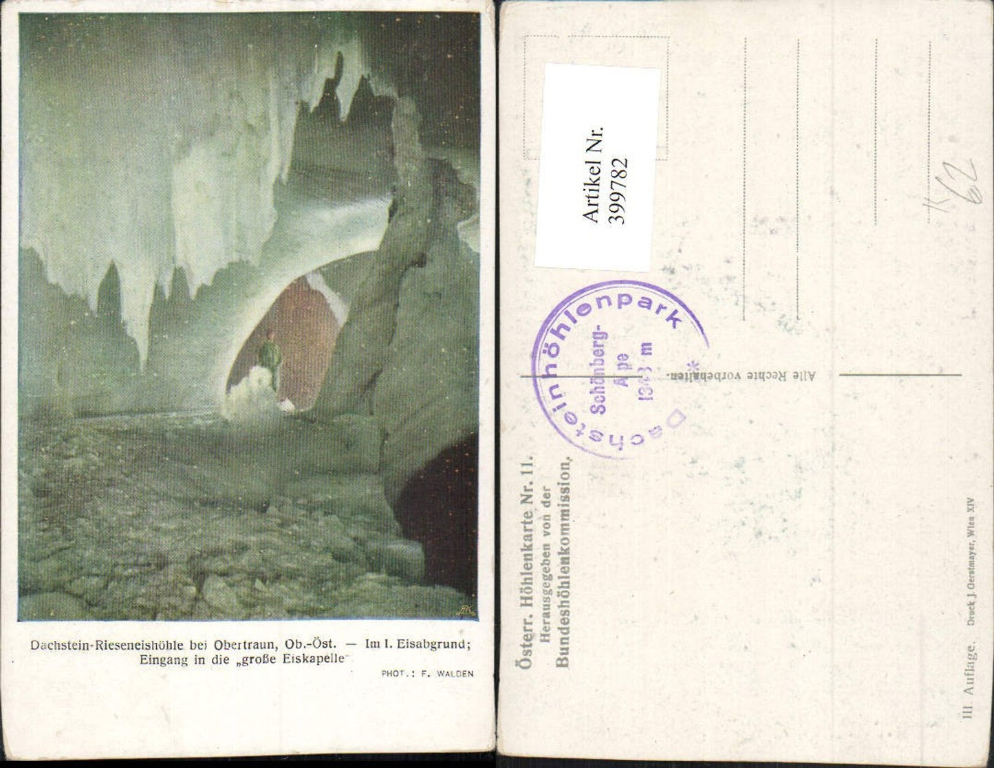399782,Dachstein-Rieseneishöhle b. Obertraun Eisabgrund Eingang in die große Eiskapelle