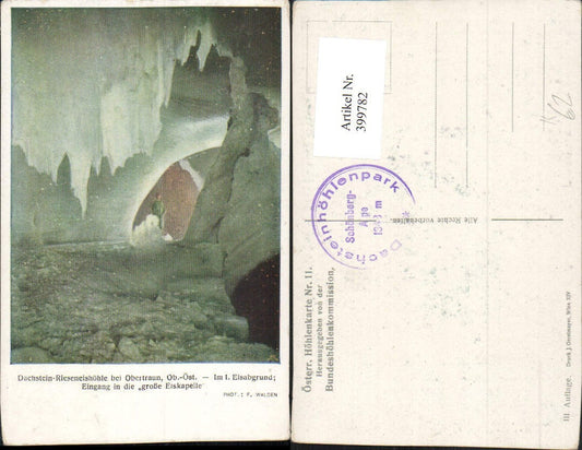 399782,Dachstein-Rieseneishöhle b. Obertraun Eisabgrund Eingang in die große Eiskapelle