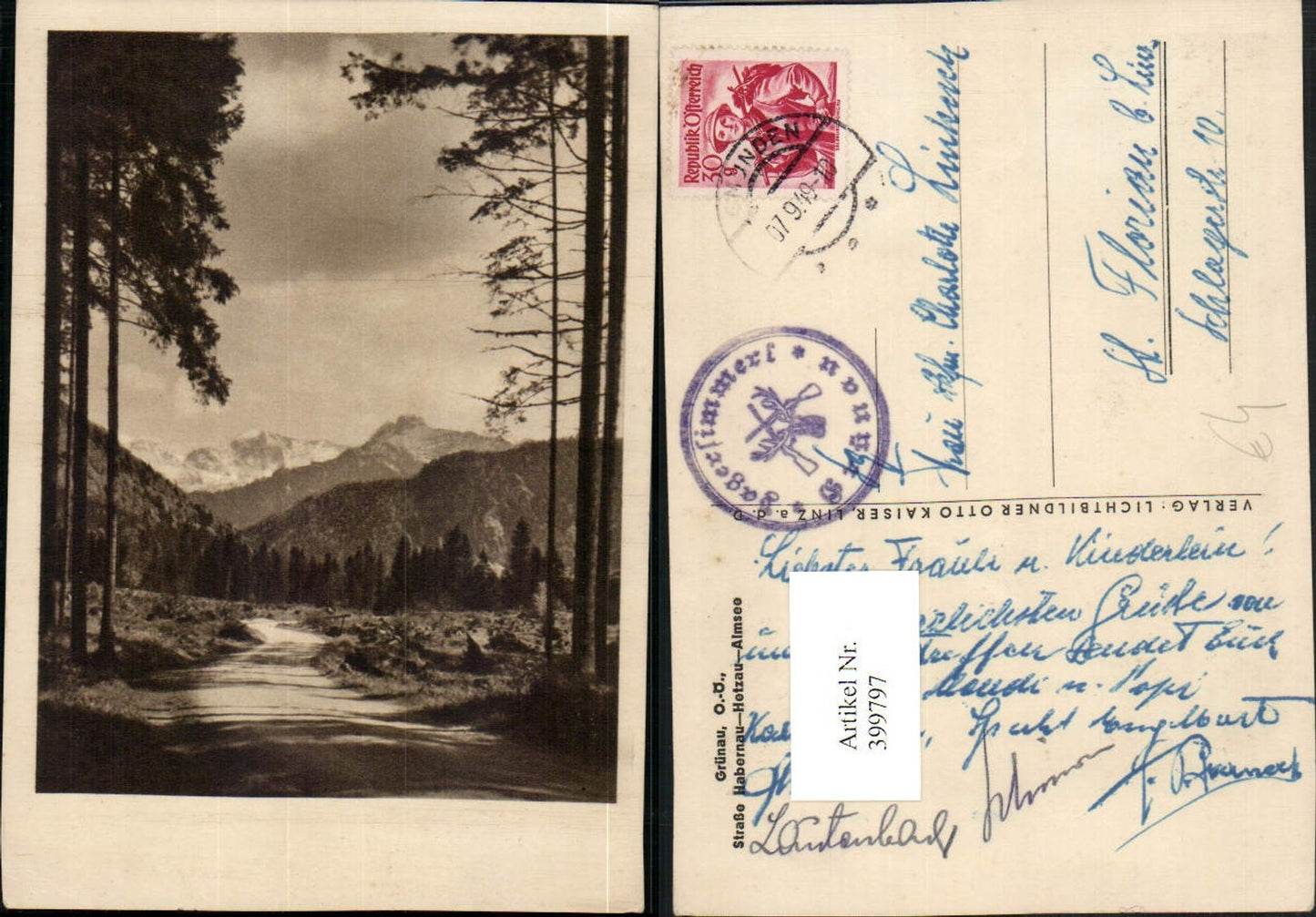 399797,Grünau Straße Habernau Hetzau Almsee Bergkulisse