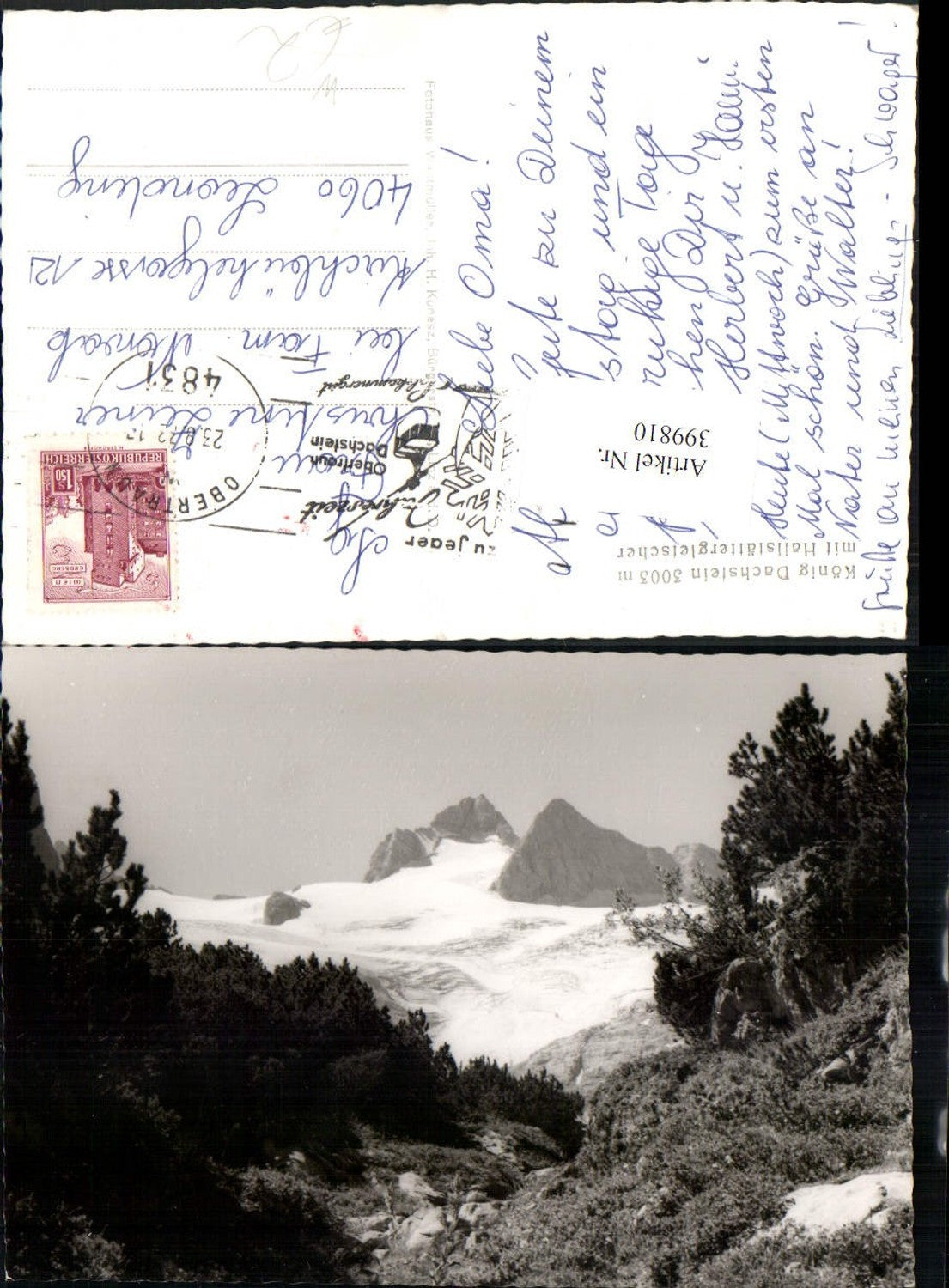 399810,Dachstein m. Hallstättergletscher b. Obertraun Bergkulisse