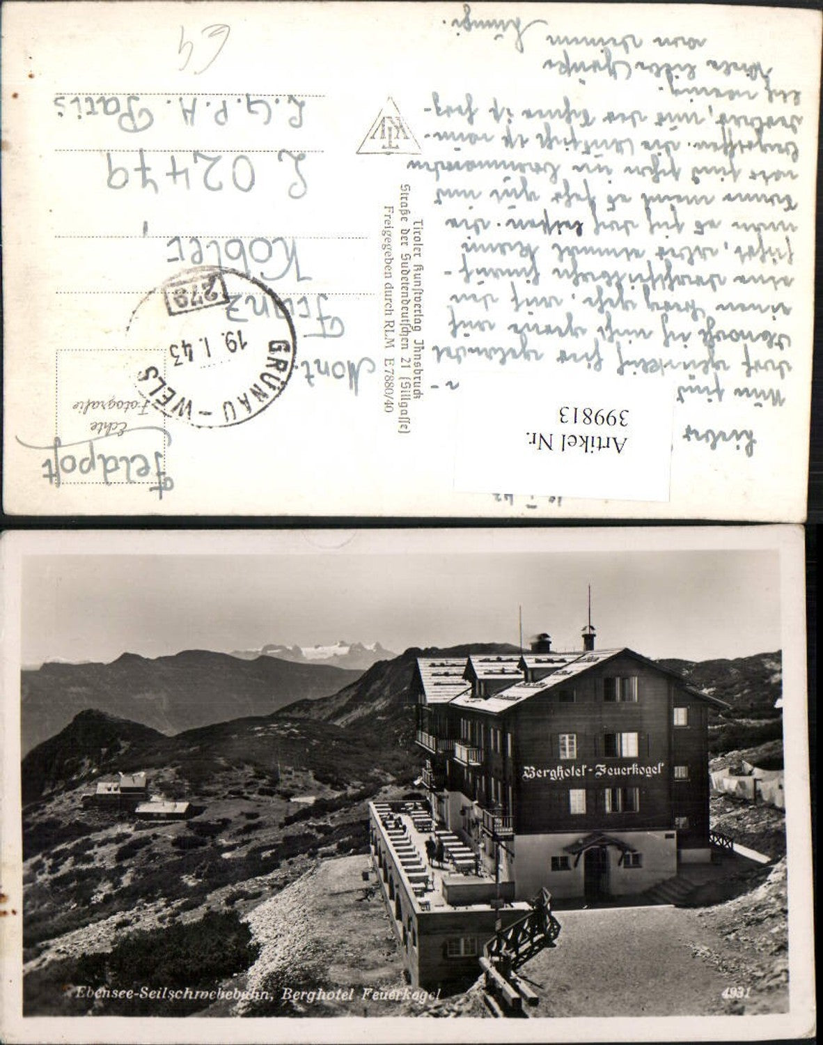 399813,Ebensee Seilbahn Berghotel Feuerkogel Bergkulisse