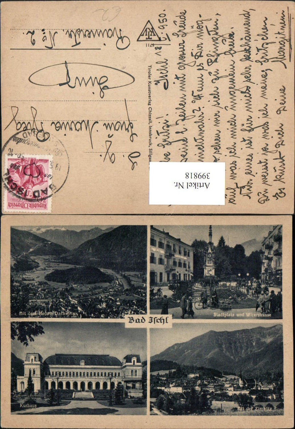 399818,Bad Ischl Totale Stadtplatz Kurhaus Mehrbildkarte