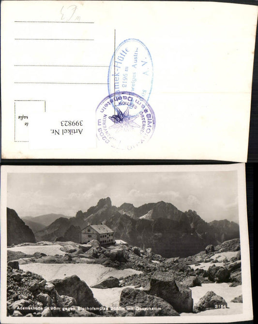 399823,Adamekhütte Berghütte b. Gosau geg. Bischofsmütze Bergkulisse