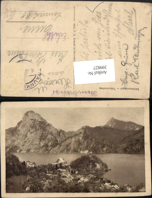 399827,Traunkirchen Totale m. Traunstein Bergkulisse pub F. E. Brandt 017