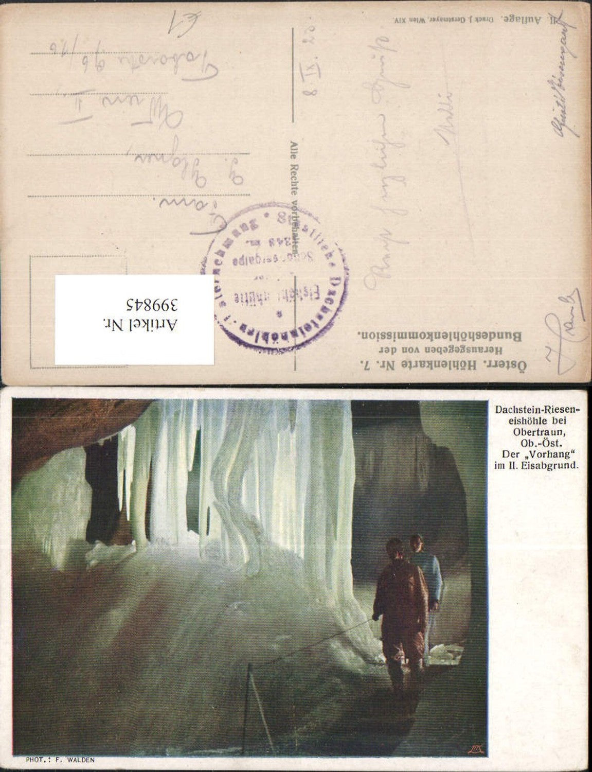 399845,Dachstein-Rieseneishöhle b. Obertraun Vorhang im Eisabgrund