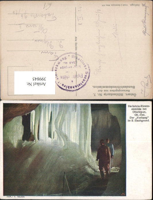 399845,Dachstein-Rieseneishöhle b. Obertraun Vorhang im Eisabgrund