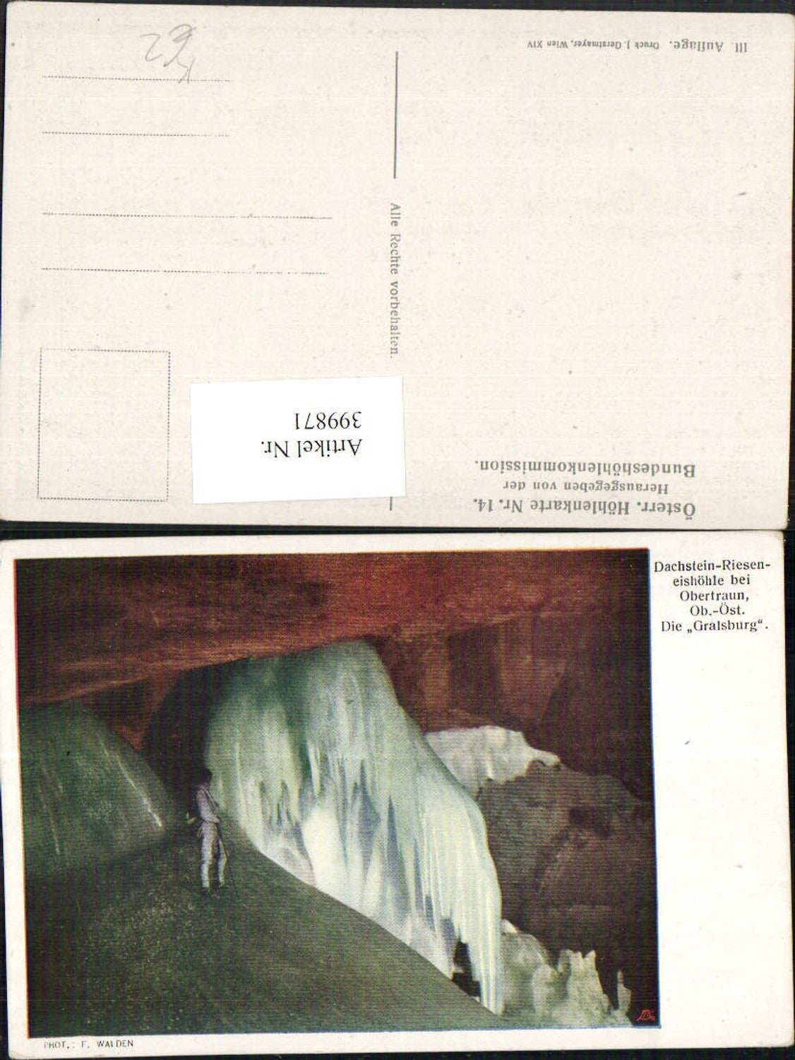 399871,Künstler AK Dachstein-Rieseneishöhle b. Obertraun Gralsburg