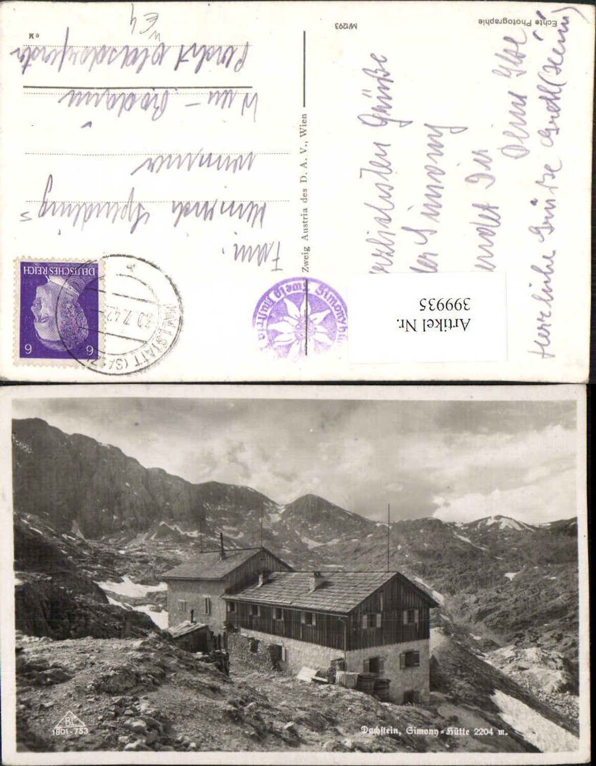 399935,Dachstein Simony-Hütte Berghütte b. Hallstatt Bergkulisse