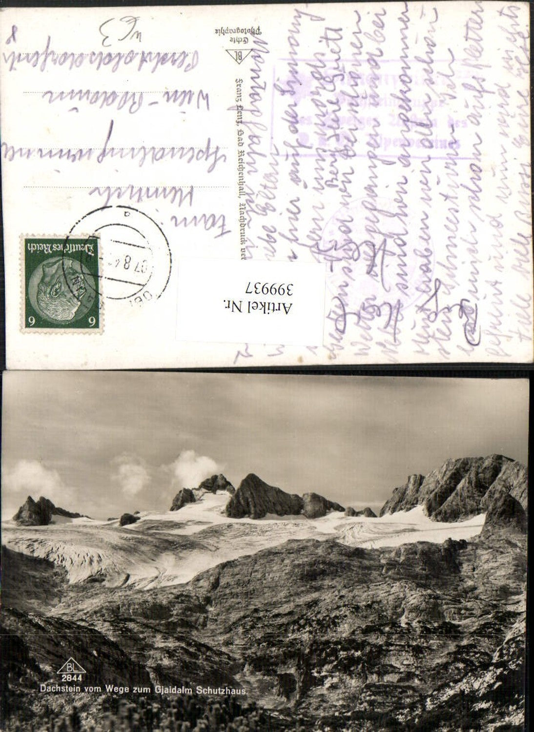 399937,Dachstein vom Wege zum Gjaidalm Schutzhaus b. Obertraun