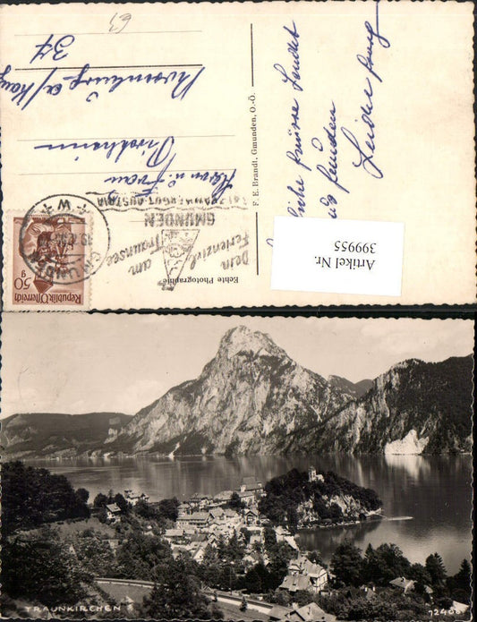 399955,Traunkirchen Totale m. Traunstein Bergkulisse