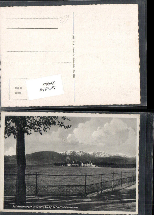 399960,Gmunden Schloss Ort Orth m. Höllengebirge Bergkulisse pub F. E. Brandt 5433