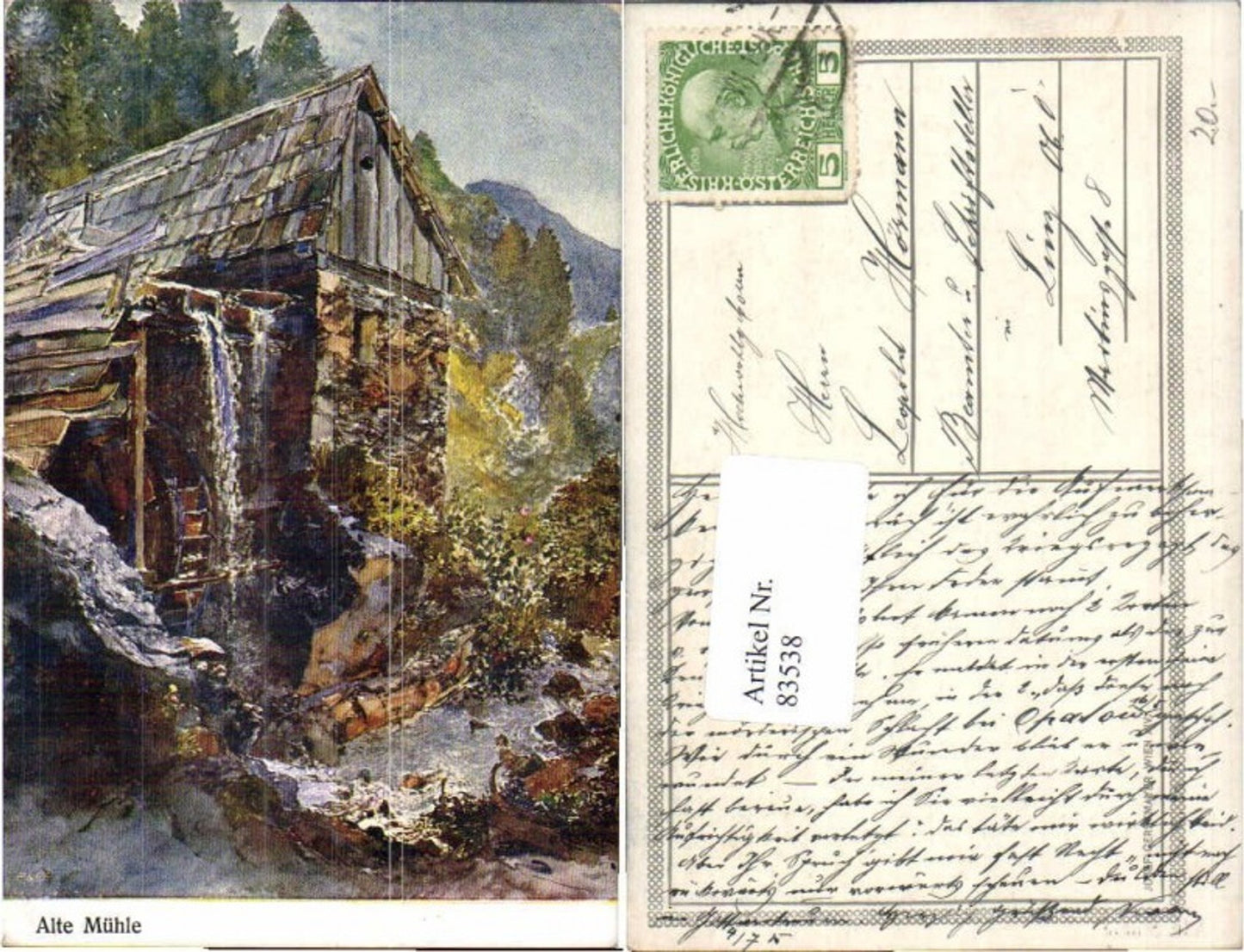 83538,Alte Mühle Wassermühle Wasserrad Tolle Kunstkarte