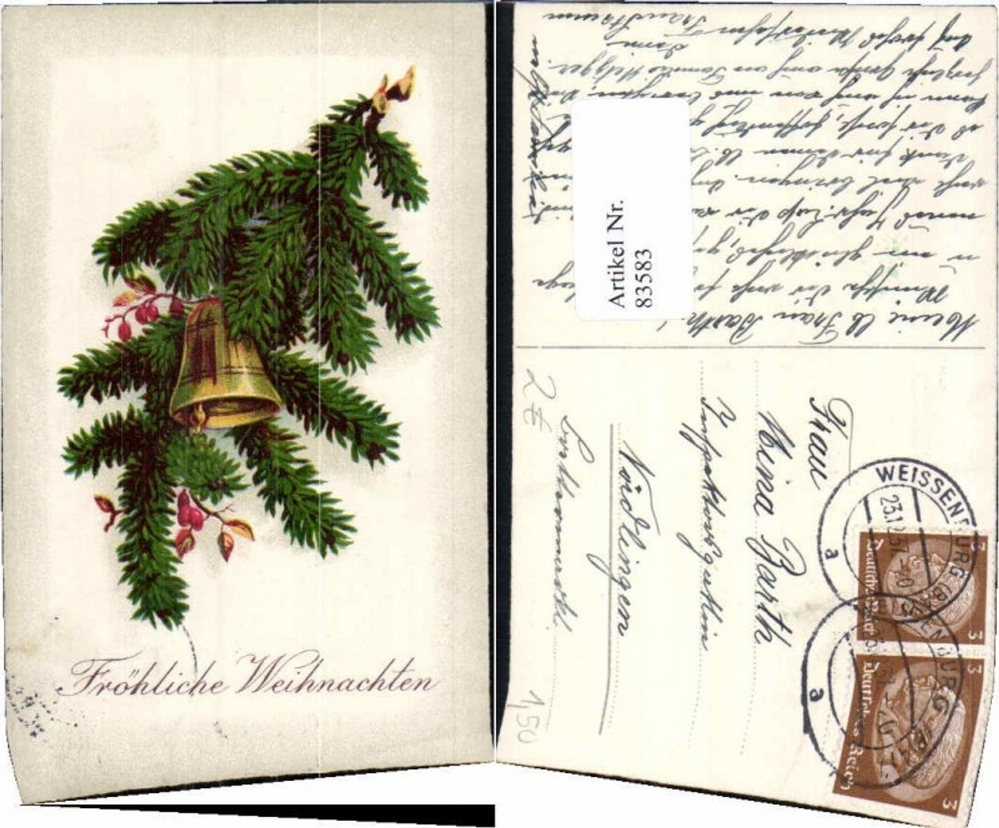 83583, Christmas fir branch bell branch