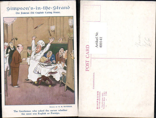 400141,Künstler Ak H. M. Bateman Koch Händehoch Messer Scherz Humor