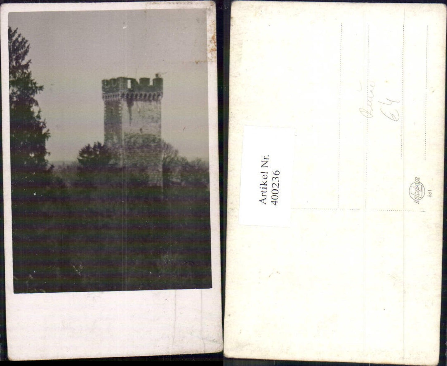 400236,Foto Ak Turm Burg Ruine