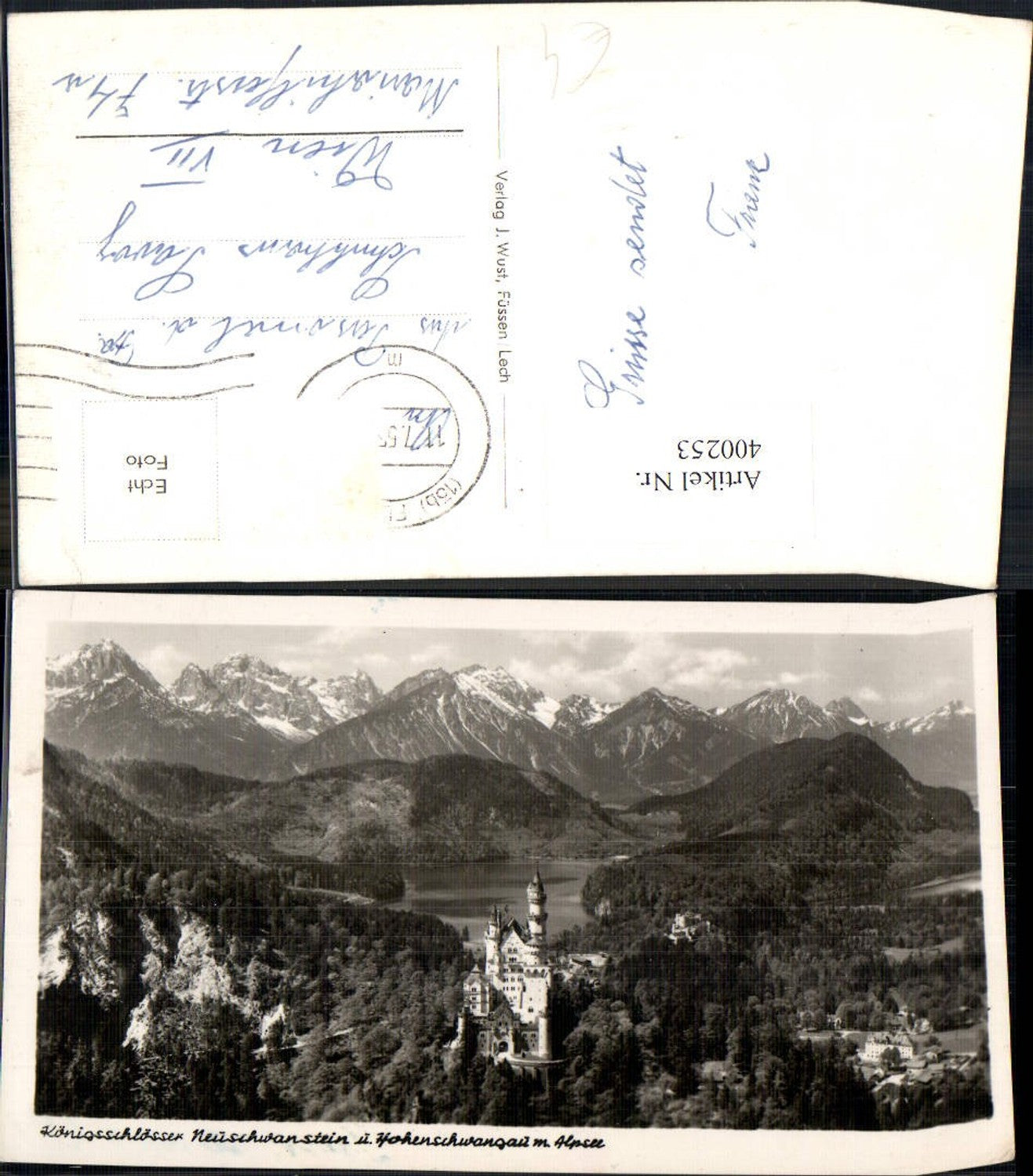 400253,Foto Ak Schloss Königsschloss Neuschwanstein u. Hohenschwangau m. Alpen