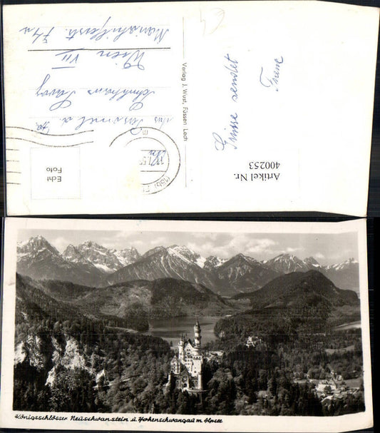 400253,Foto Ak Schloss Königsschloss Neuschwanstein u. Hohenschwangau m. Alpen