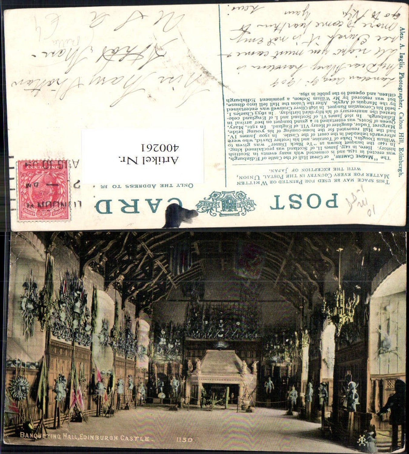 400261,Schloss Banqueting Hall Edinburgh Castle Rittersaal Ritter Rüstungen