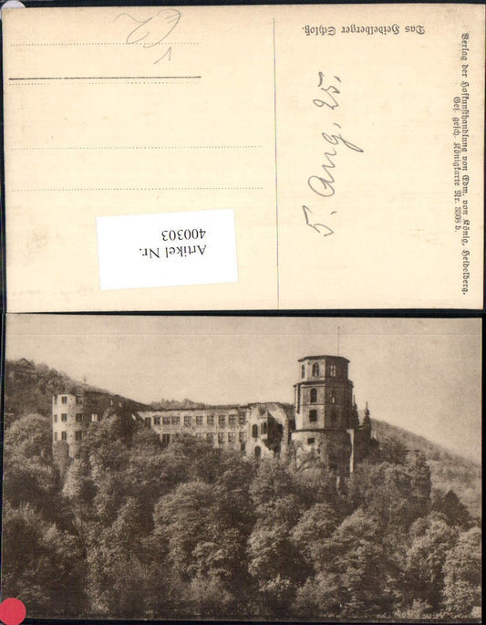 400303,Schloss Heidelberg pub Hofkunsthandlung Edm. v. König 3308 b