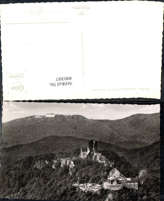 400307,Foto Ak Burg Drachenfels m. Blick zum Petersberg Rhein