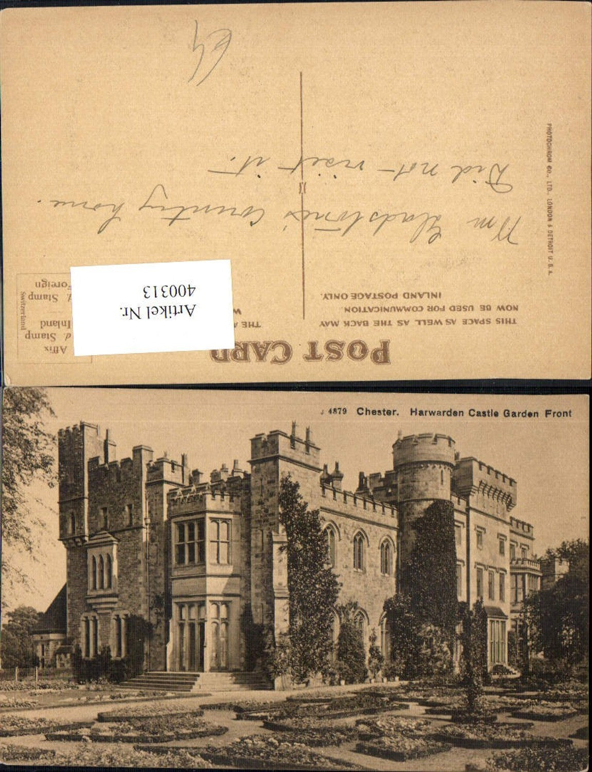 400313,Chester Schloss Harwarden Castle Garden Front