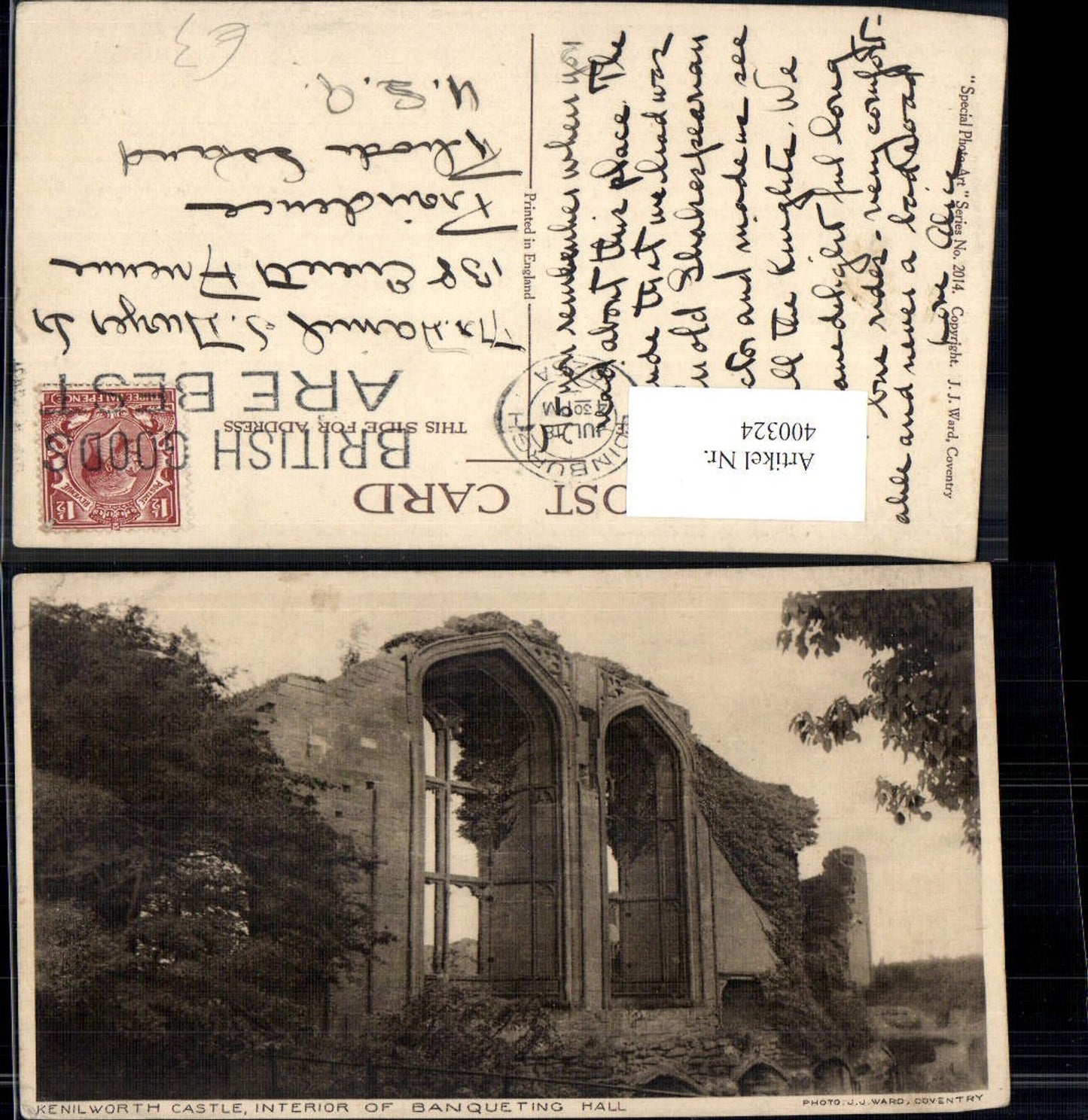 400324,Schloss Kenilworth Castle Interior of Banqueting Hall Ruine