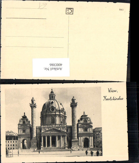 400386,Foto Ak Kirche Wien Karlskirche