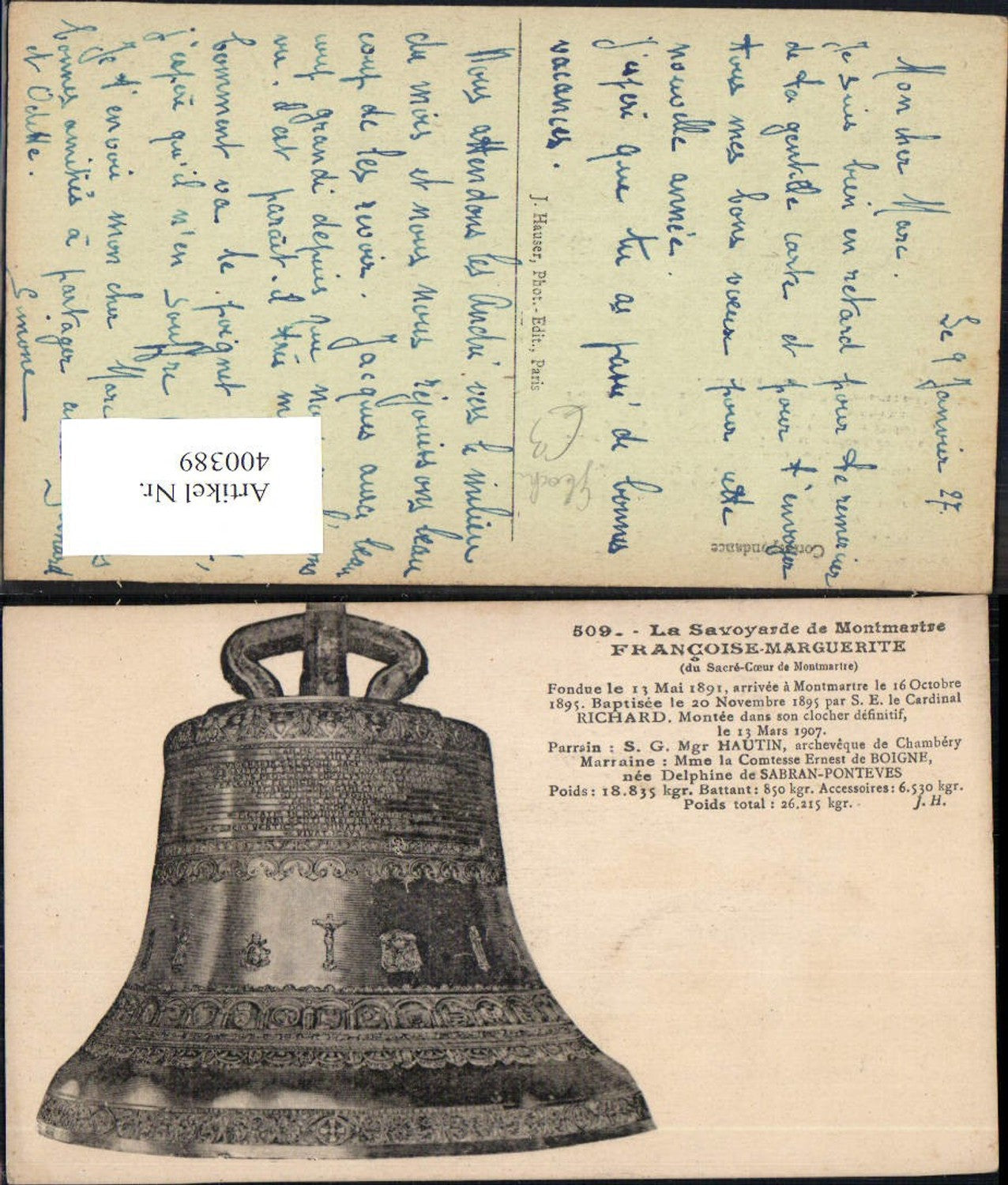 400389,Kirche Glocke Detailansicht La Savoyarde de Montmartre Paris Sacre Coeur