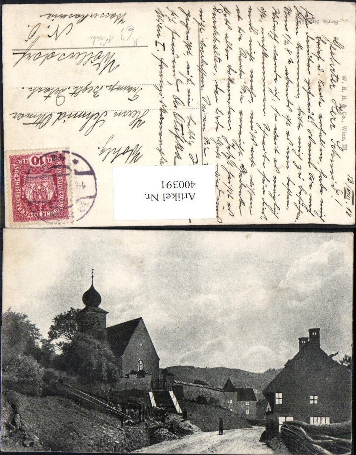 400391,Künstler Ak Kirche Dorfkirche Straßenansicht