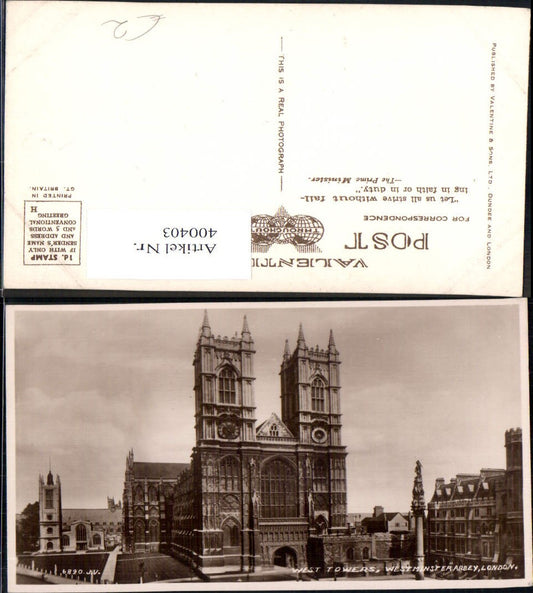 400403,Kirche London Westminster Abbey West Towers