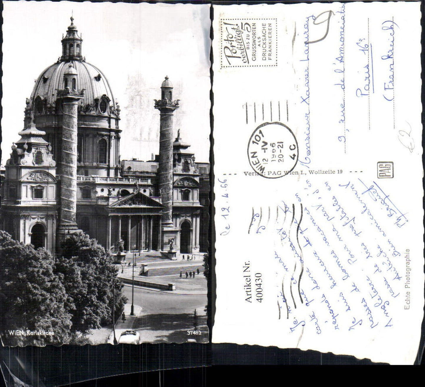 400430,Foto Ak Kirche Wien Karlskirche