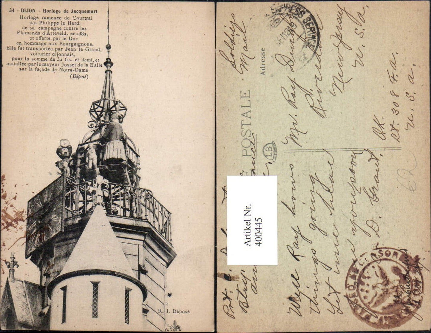 400445,Kirche Dijon Horloge de Jacquemart Turm Turmspitze