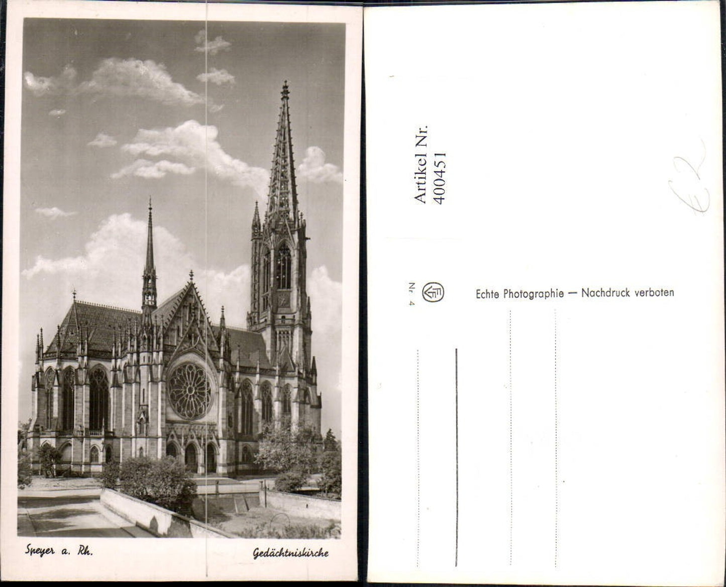 400451,Foto Ak Speyer a. Rhein Gedächtniskirche Kirche