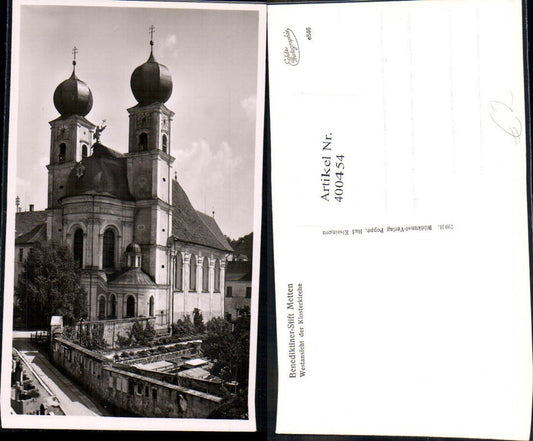 400454,Foto Ak Benediktiner-Stift Metten Westansicht d. Klosterkirche Kirche