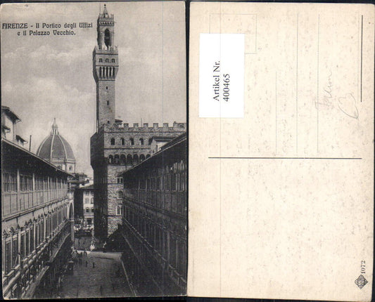 400465,Kirche Firenze Florenz Il Portico degli Uffizi e il Palazzo Vecchio Turm