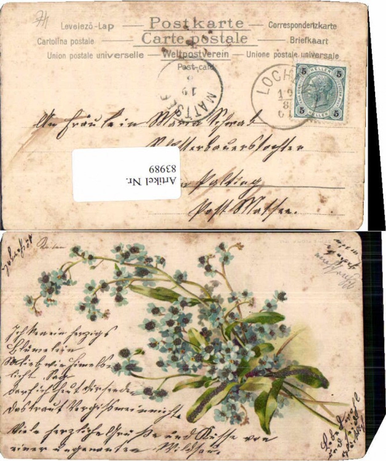 83989,Tolle Litho Blumen Veilchen
