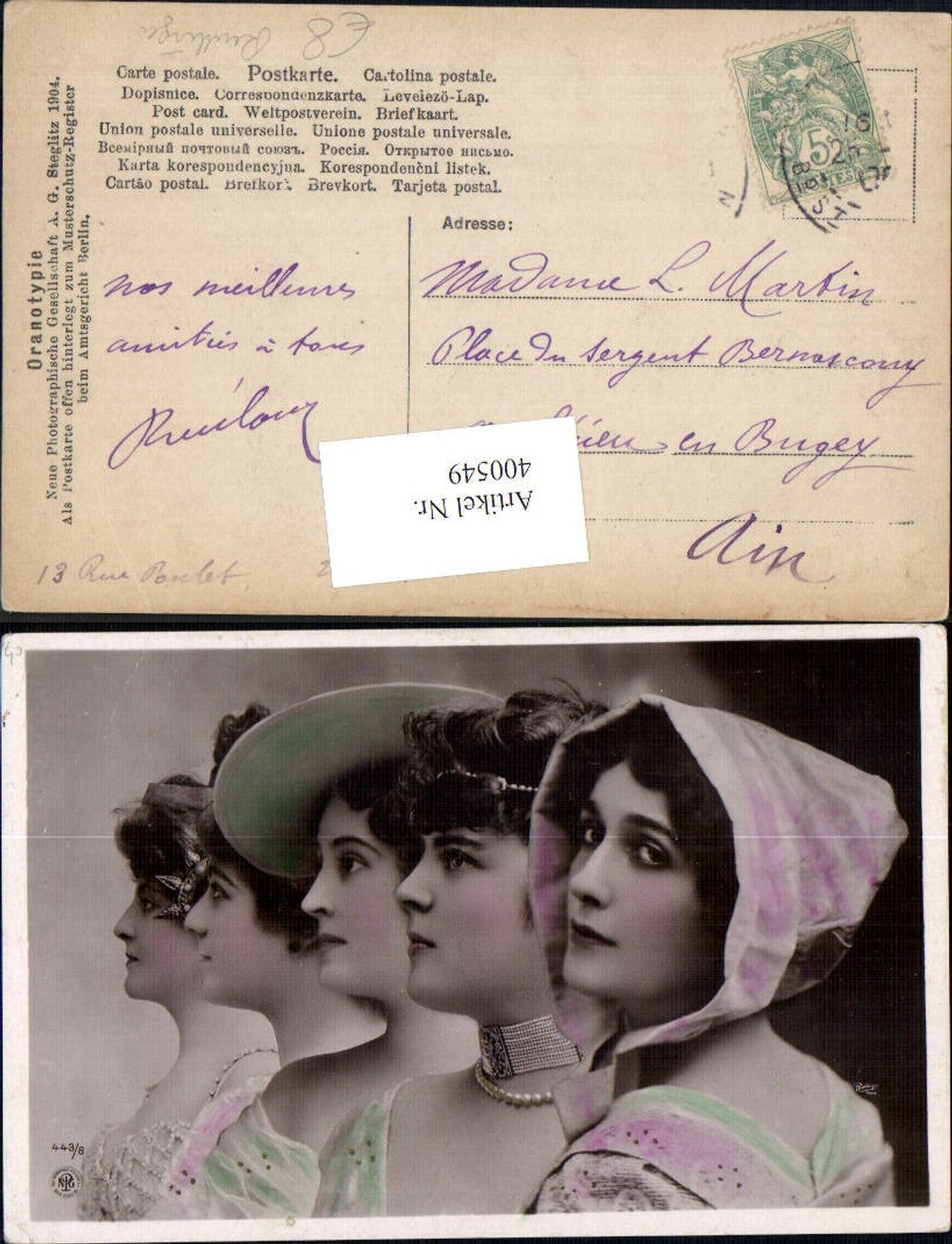 400549,Fotokunst Frauen Hut Mode Schmuck Perlenkette pub Reutlinger 443/8
