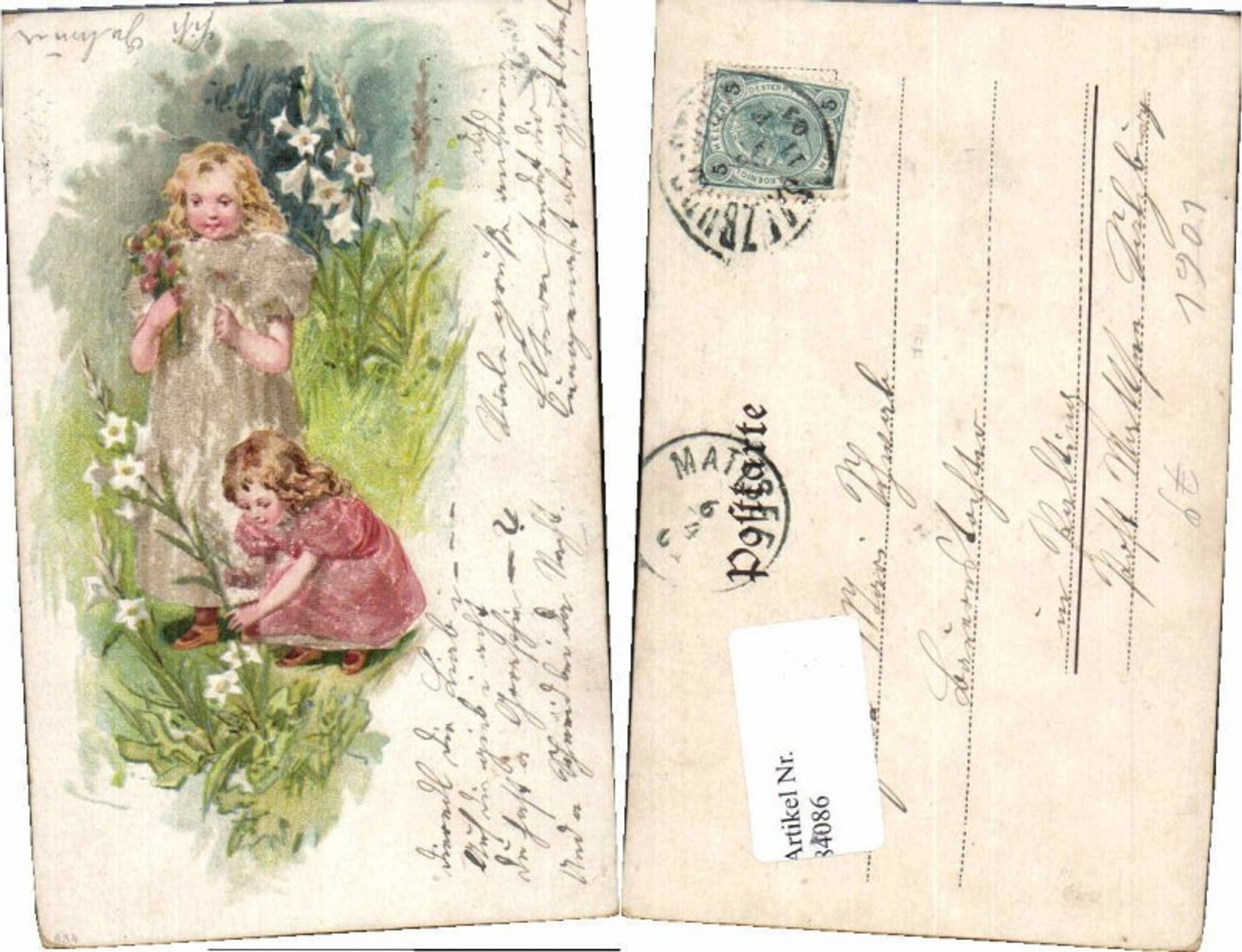 84086,Tolle Litho Kinder Blumen Applikation