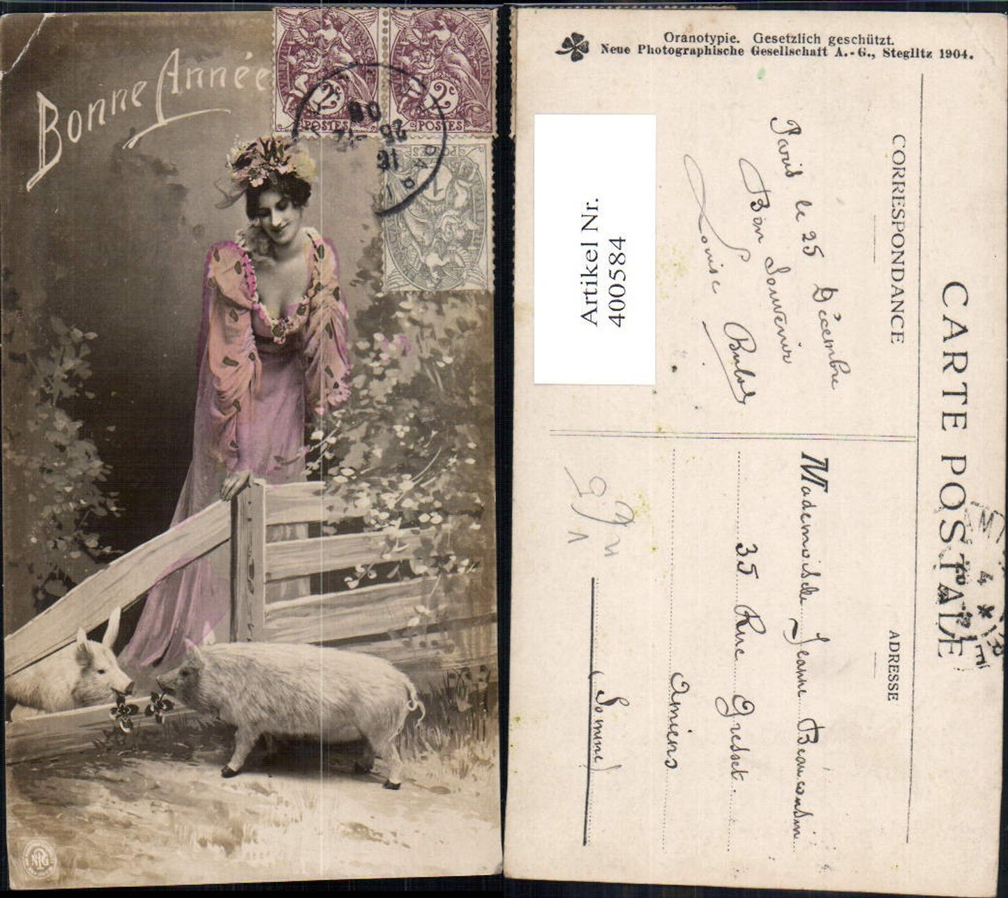 400584,Fotokunst Frau Kleid Blumen i. Haar Schweine pub NPG