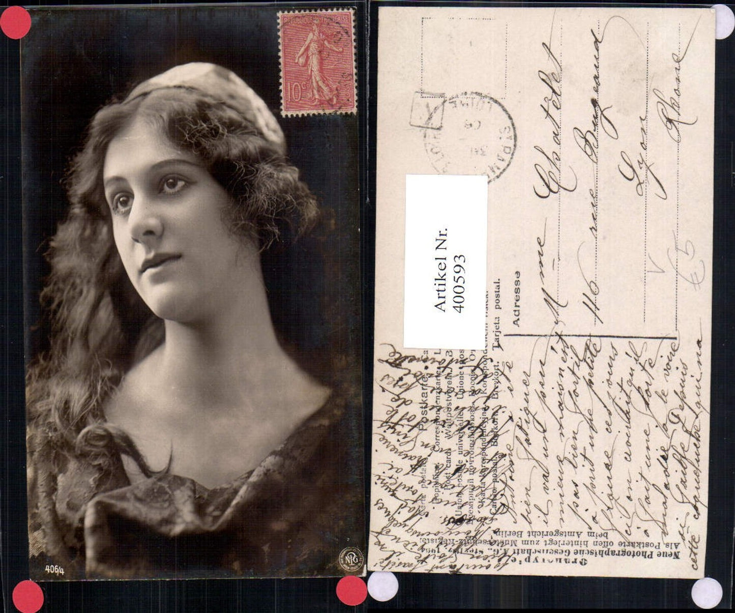 400593,Fotokunst Frau Lockenkopf Kopfbedeckung pub NPG 406/4