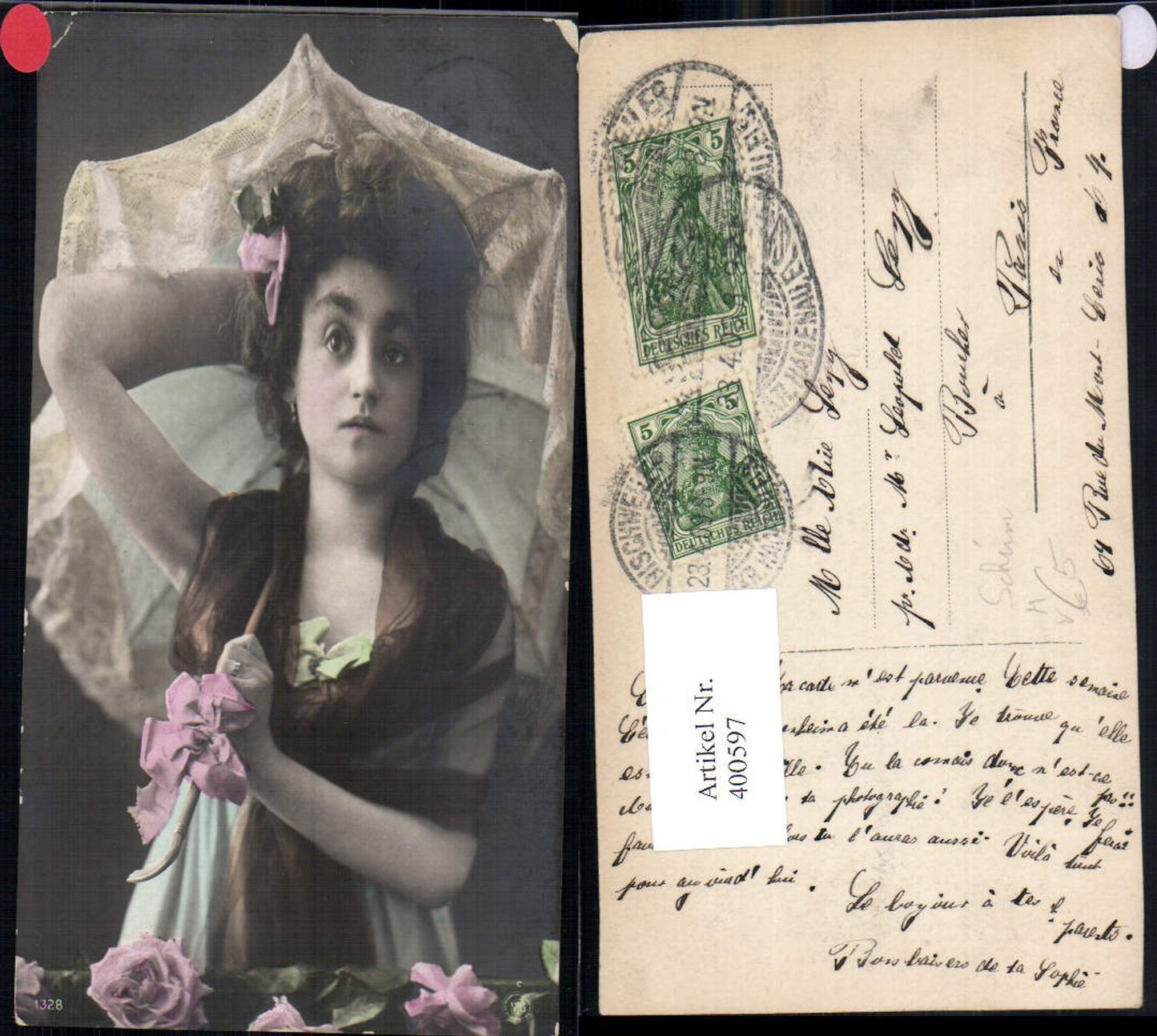 400597,Fotokunst Frau Rosen Blumen Schirm pub NPG 1328