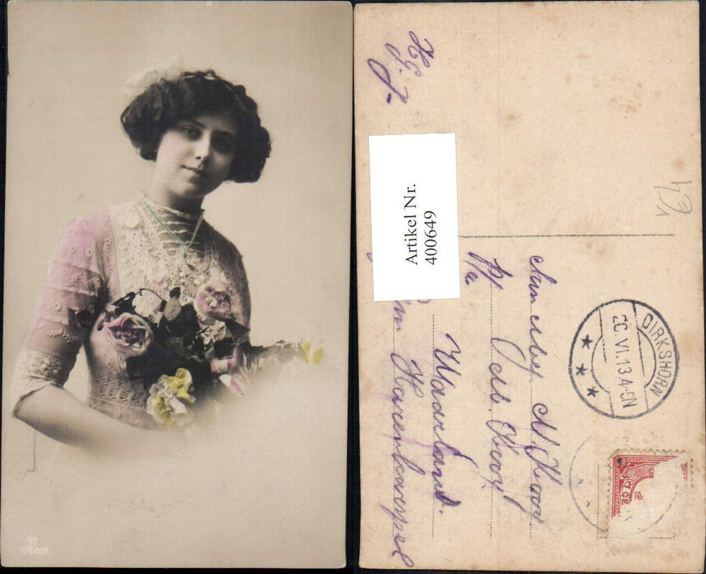 400649,Fotokunst Frau Lockenkopf Haarband Rosen pub GG Co 1768/2