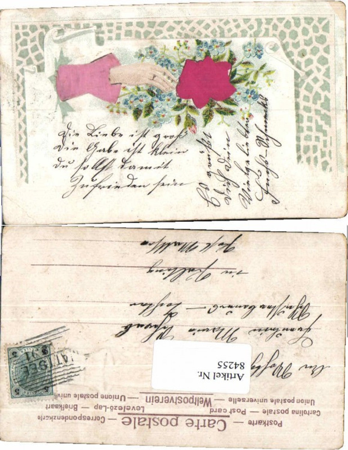 84255,Tolle Litho Seiden Applikation Hände