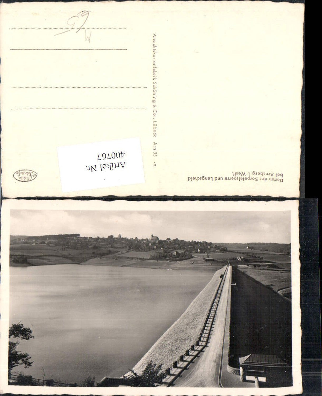 400767, Photo Ak Dam of the Sorpe Dam and Landscheid Arnsberg in Westphalia