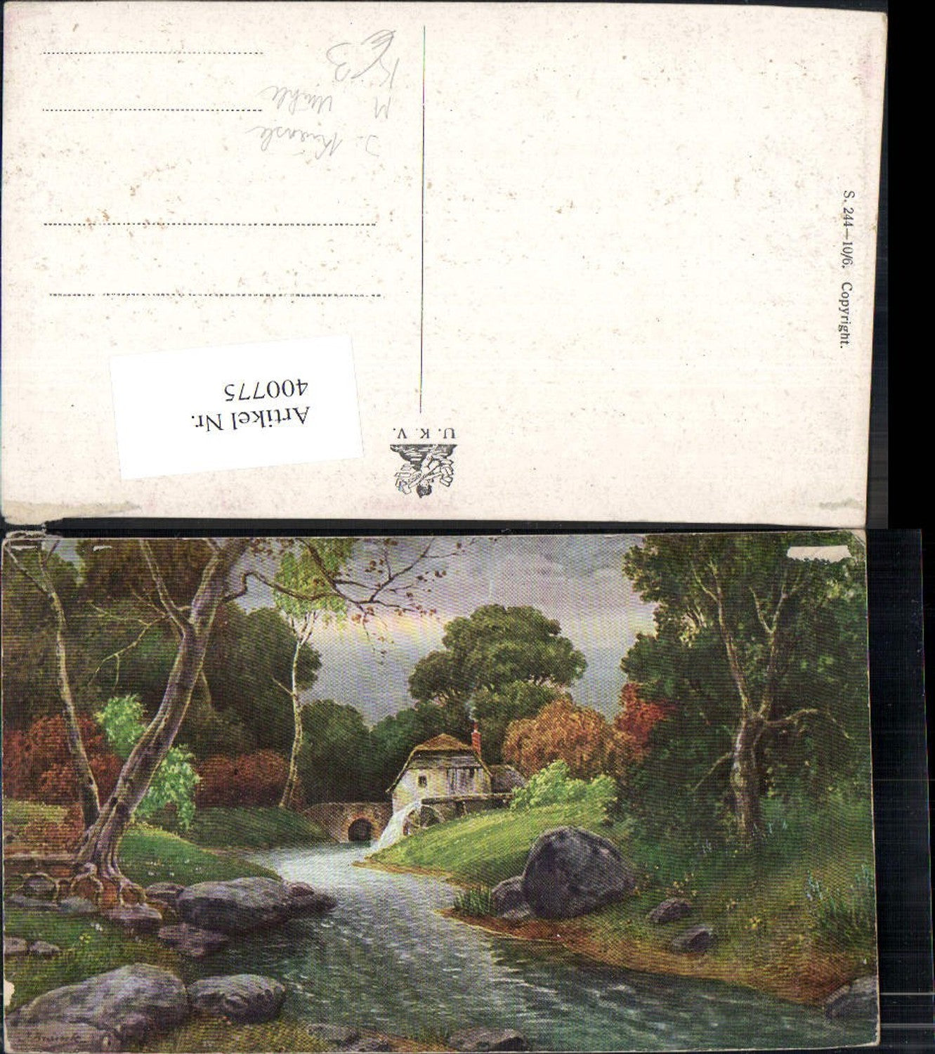 400775,Künstler Ak J. Kränzle Wassermühle Landschaft