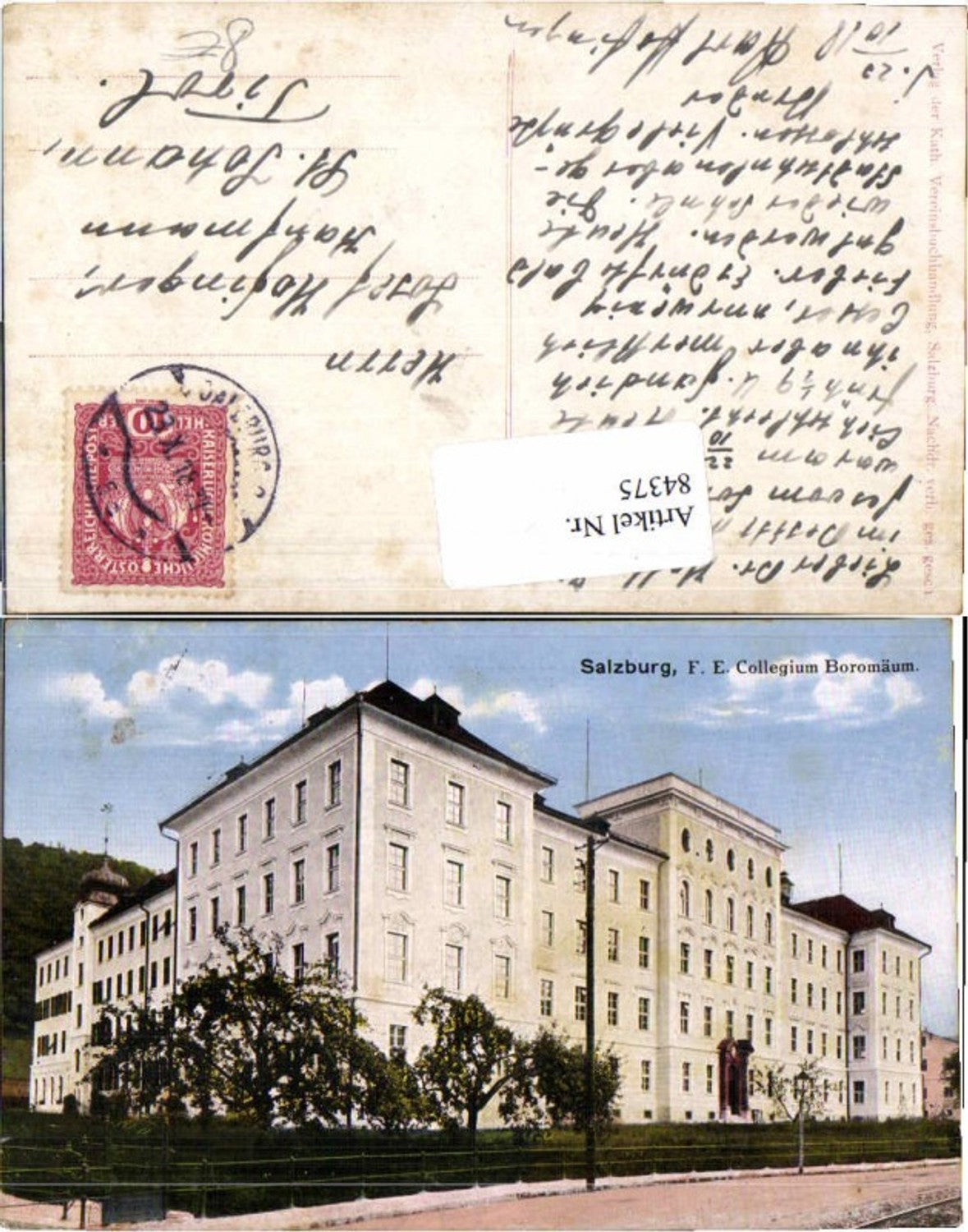 84375,Salzburg F.E. Collegium Boromäum Neustadt 1916